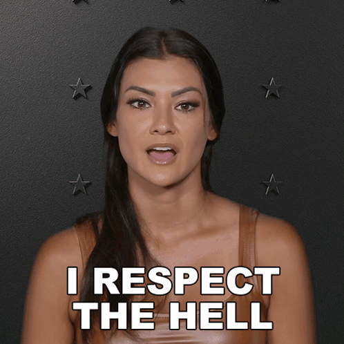 A Woman Says " I Respect The Hell " In Front Of Stars GIF