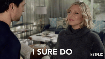 A Woman Says I Sure Do In Front Of A Netflix Logo GIF