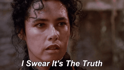 A Woman Says " I Swear It 'S The Truth " In A Movie Scene GIF
