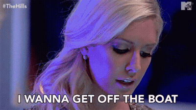A Woman Says I Wanna Get Off The Boat In A Purple Light GIF