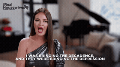 A Woman Says I Was Bringing The Decadence And They Were Bringing The Depression In A Video For Real Housewives GIF