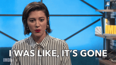 A Woman Says " I Was Like It 'S Gone " In Front Of A Blue Background GIF