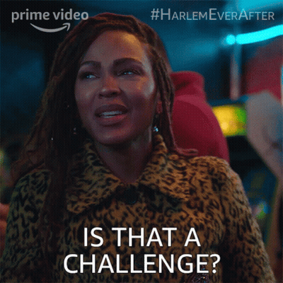 A Woman Says " Is That A Challenge " In A Leopard Print Jacket GIF