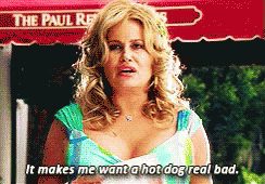 A Woman Says " It Makes Me Want A Hot Dog Real Bad " In Front Of A Paul Restaurant GIF