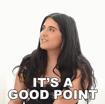 A Woman Says It 'S A Good Point In White Letters GIF
