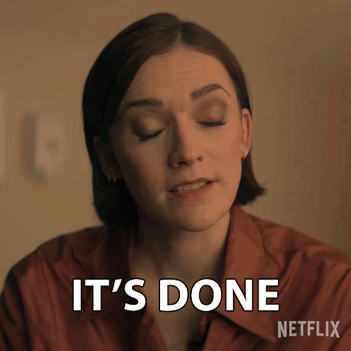 A Woman Says It 'S Done With A Netflix Logo Behind Her GIF