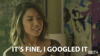 A Woman Says " It 'S Fine I Googled It " In Front Of A Painting GIF
