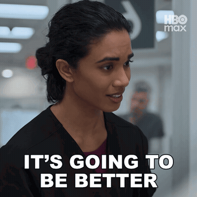 A Woman Says It 'S Going To Be Better In Front Of A Hbo Max Sign GIF