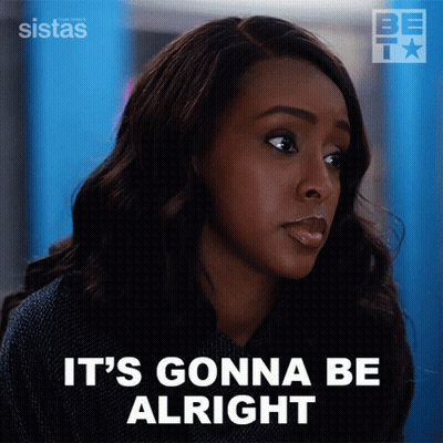 A Woman Says It 'S Gonna Be Alright In Front Of A Blue Background GIF