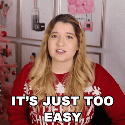 A Woman Says It 'S Just Too Easy In A Red Sweater GIF