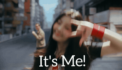 A Woman Says It 'S Me While Making A Hand Gesture GIF
