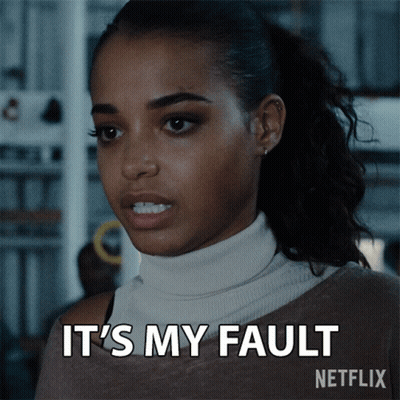 A Woman Says It 'S My Fault With A Netflix Logo Behind Her GIF