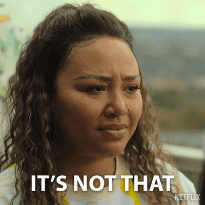 A Woman Says It 'S Not That With A Netflix Logo Behind Her GIF