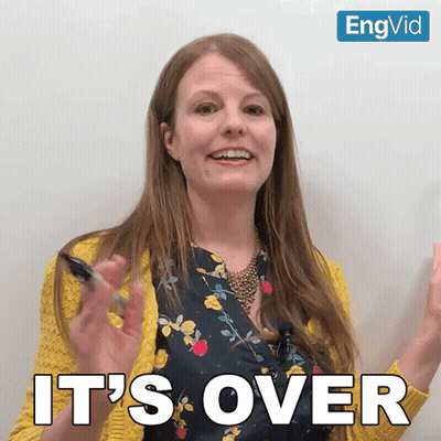 A Woman Says It 'S Over In Front Of A Whiteboard GIF