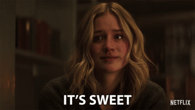 A Woman Says It 'S Sweet With A Netflix Logo In The Background GIF
