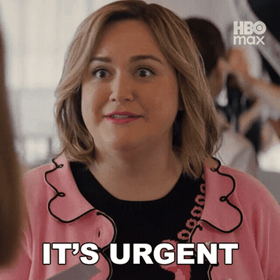 A Woman Says It 'S Urgent In A Pink Jacket GIF