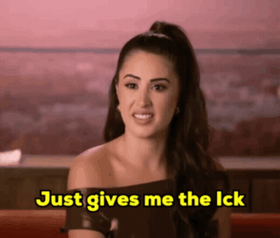 A Woman Says " Just Gives Me The Ick " While Smiling GIF