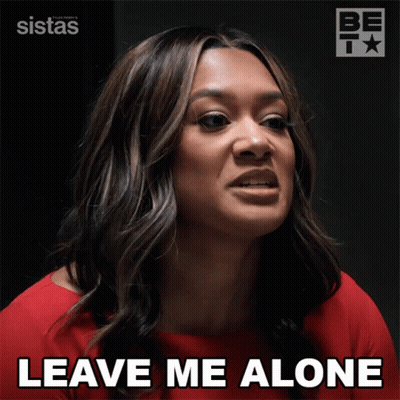 A Woman Says " Leave Me Alone " While Wearing A Red Top GIF