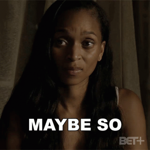 A Woman Says Maybe So In Front Of A Bet + Logo GIF
