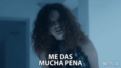 A Woman Says Me Das Mucha Pena In A Netflix Ad GIF