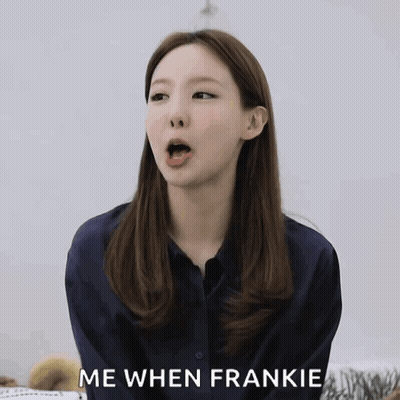 A Woman Says Me When Frankie With Her Hands In The Air GIF
