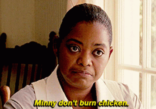 A Woman Says Minnie Do N't Burn Chicken While Sitting In Front Of A Window GIF