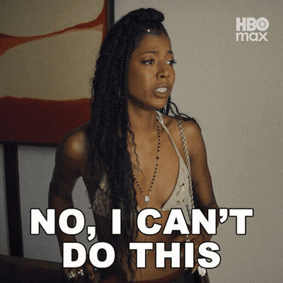 A Woman Says " No , I Can 'T Do This " In Front Of A Hbo Max Logo GIF