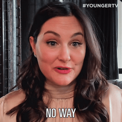 A Woman Says No Way In Front Of A Youngertv Logo GIF