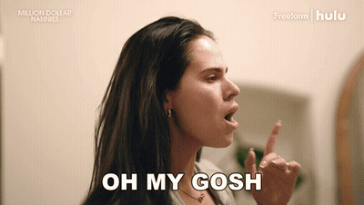 A Woman Says Oh My Gosh With Her Finger GIF