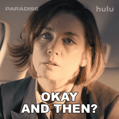 A Woman Says " Okay And Then " In A Hulu Ad GIF