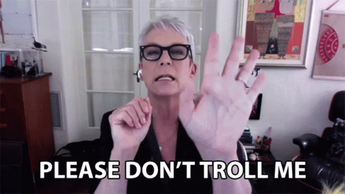 A Woman Says Please Don 'T Troll Me With Her Hands Outstretched GIF