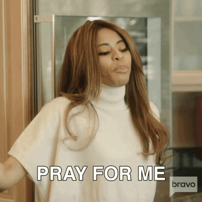 A Woman Says Pray For Me In A Bravo Ad GIF