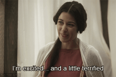 A Woman Says She Is Excited And Terrified GIF