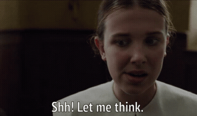 A Woman Says " Shh Let Me Think " In A Close Up Of Her Face GIF