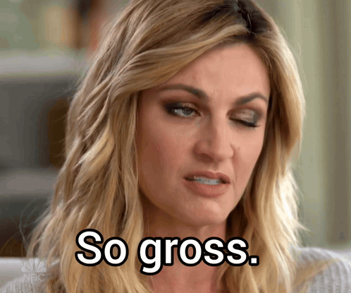 A Woman Says " So Gross " In Front Of A Nbc Logo GIF