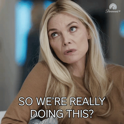 A Woman Says " So We 'Re Really Doing This " In A Paramount+ Ad GIF
