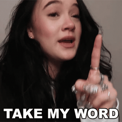 A Woman Says Take My Word With Her Finger Pointing GIF