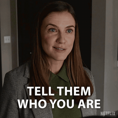 A Woman Says Tell Them Who You Are In Front Of A Netflix Logo GIF