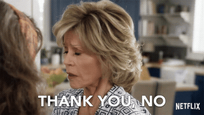 A Woman Says " Thank You No " In A Netflix Ad GIF