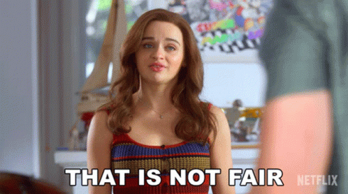 A Woman Says That Is Not Fair Next To A Netflix Logo GIF