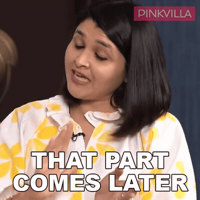 A Woman Says That Part Comes Later With A Pinkvilla Logo Behind Her GIF