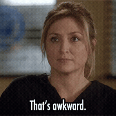 A Woman Says " That 'S Awkward " While Looking At Something GIF