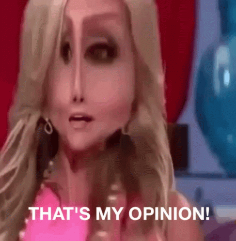 A Woman Says That 'S My Opinion In Front Of A Red Background GIF