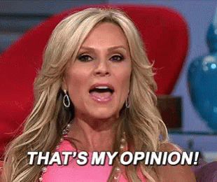 A Woman Says That 'S My Opinion While Sitting On A Couch GIF