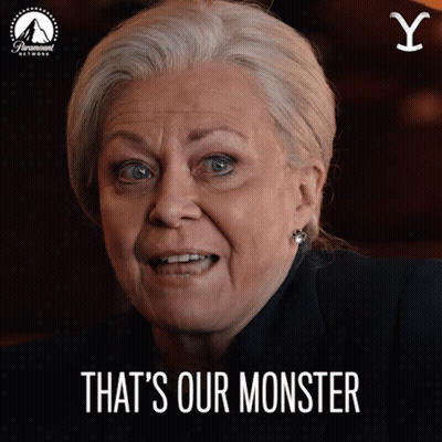 A Woman Says That 'S Our Monster With A Paramount Network Logo Behind Her GIF