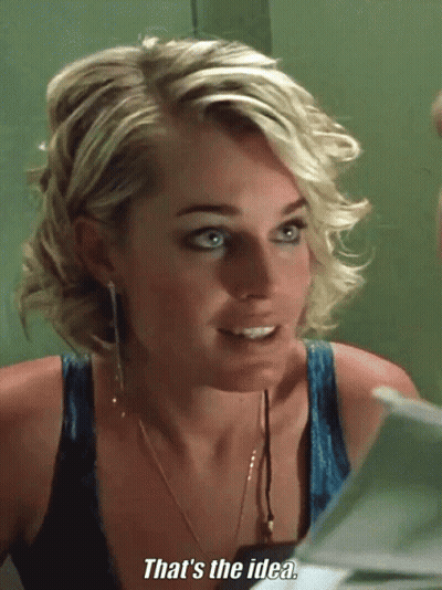 A Woman Says " That 'S The Idea " In Front Of A Man GIF
