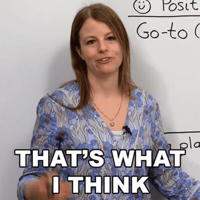 A Woman Says That 'S What I Think While Standing In Front Of A Whiteboard GIF
