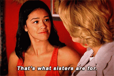 A Woman Says That 'S What Sisters Are For While Talking To Another Woman GIF