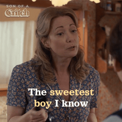 A Woman Says The Sweetest Boy I Know In Front Of A Man GIF