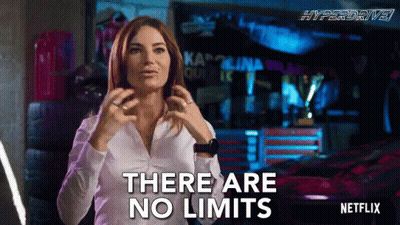 A Woman Says There Are No Limits In Front Of A Netflix Logo GIF